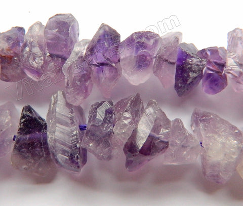 Amethyst Natural A Dark  -  Center Drilled Small Rough Nugget Chips  16"