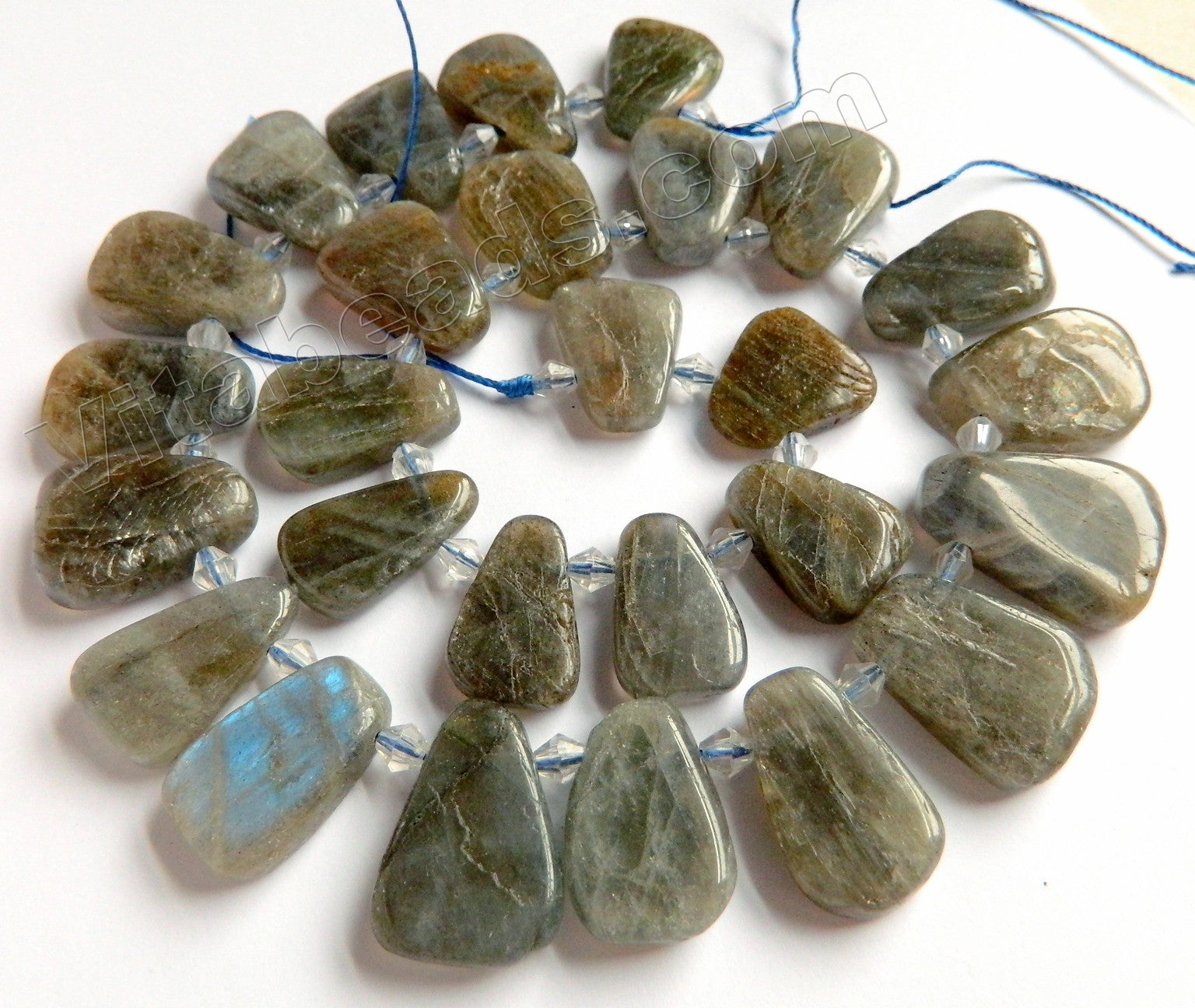 Labradorite Natural  -  Graduated Smooth Top Drilled Long Drops 16"