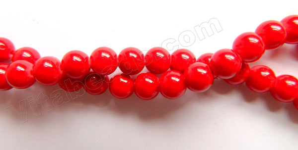 Xmas Red Jade - Smooth Round Beads  16"