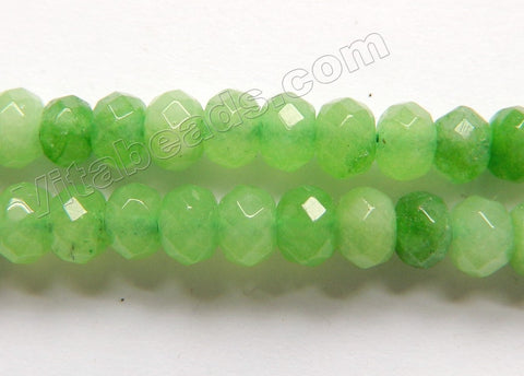   Bright Olive Green Jade  -  Faceted Rondels  15"