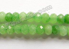   Bright Olive Green Jade  -  Faceted Rondels  15"