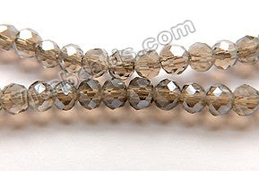 Light Coated Smoky Crystal Quartz  -  Small Faceted Rondel   18"