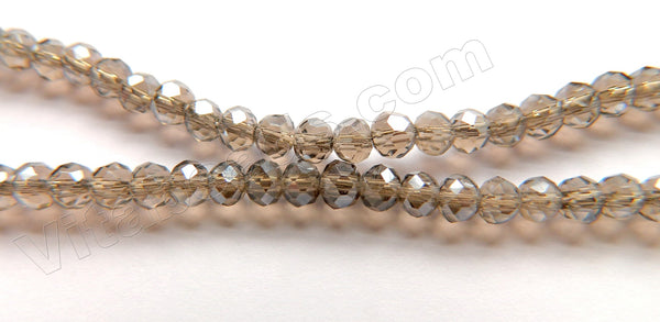Light Coated Smoky Crystal Quartz  -  Small Faceted Rondel   18"