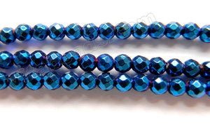 Blue Plated Hematite  -  Faceted Round 15"