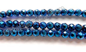 Blue Plated Hematite  -  Faceted Round 15"