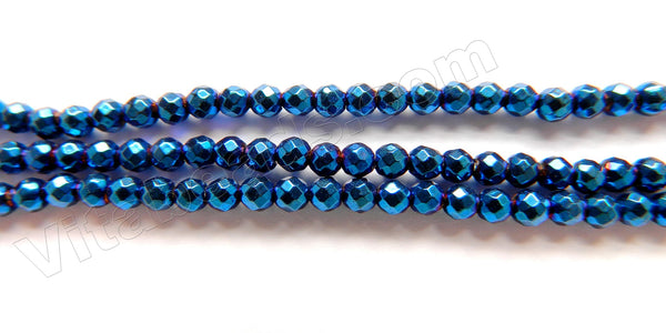 Blue Plated Hematite  -  Faceted Round 15"