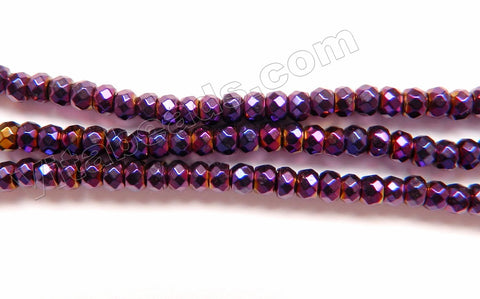 Purple Plated Hematite  -  Small Faceted Rondells  14.5"