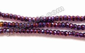 Purple Plated Hematite  -  Small Faceted Rondells  14.5"