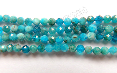 Bright Blue Apatite Natural AA  -  Small Faceted Round  15"