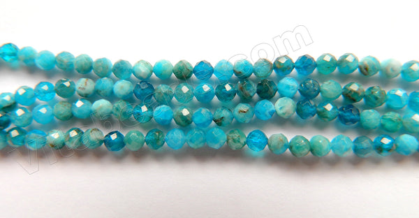 Bright Blue Apatite Natural AA  -  Small Faceted Round  15"