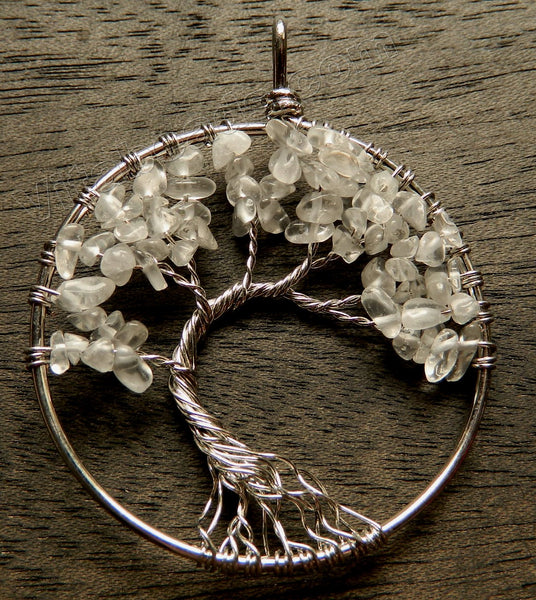 Crystal  - Chips Wired Tree Round Pendant Style B