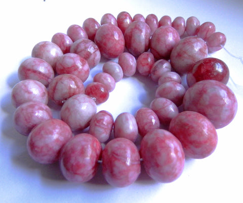 Light Ruby Crazy Lace Agate Graduated Smooth Rondel Strand 16"