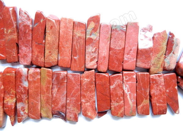 Red Jasper  -  Graduated Top-drilled Long Rectangle Slabs  16"