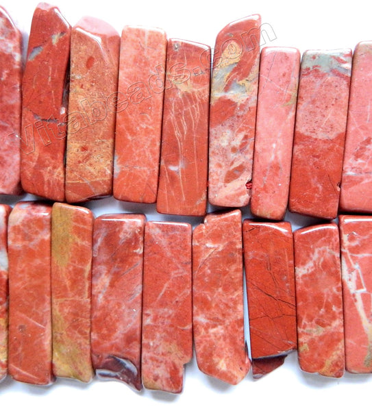 Red Jasper  -  Graduated Top-drilled Long Rectangle Slabs  16"
