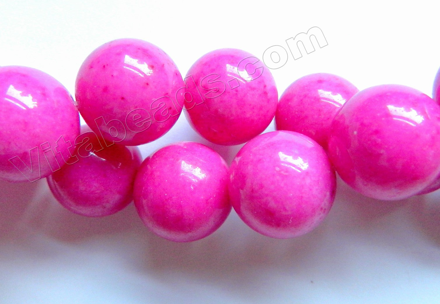 Deep Fuchsia Mashan Jade  -  Big Smooth Round Beads  16"