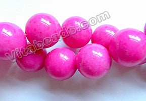 Deep Fuchsia Mashan Jade  -  Big Smooth Round Beads  16"