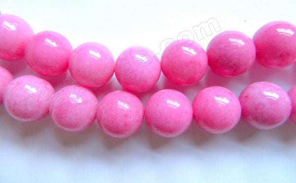 Fuchsia Pink Mashan Jade Solid  -  Big Smooth Round Beads
