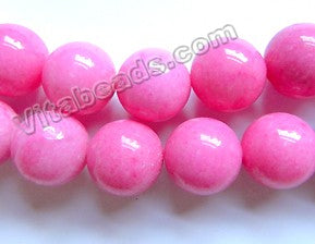 Fuchsia Pink Mashan Jade Solid  -  Big Smooth Round Beads
