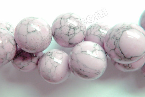 Pale Rose Purple Turquoise w/ Matrix  -  Big Smooth Round Beads  16"