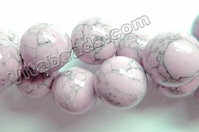 Pale Rose Purple Turquoise w/ Matrix  -  Big Smooth Round Beads  16"