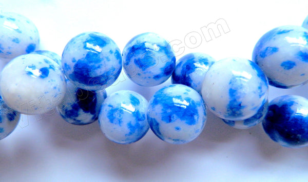 Sapphire White Candy Jade  -  Smooth Round Beads  16"