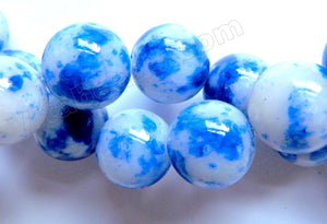 Sapphire White Candy Jade  -  Smooth Round Beads  16"