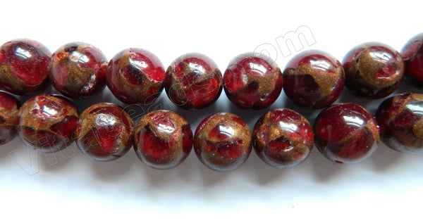 Ruby Prase Pyrite AA  -  Smooth Round Beads 16"