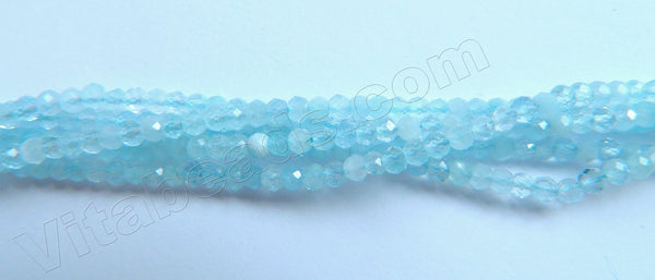 Aquamarine A  -  Small Faceted Rondell Beads  16"