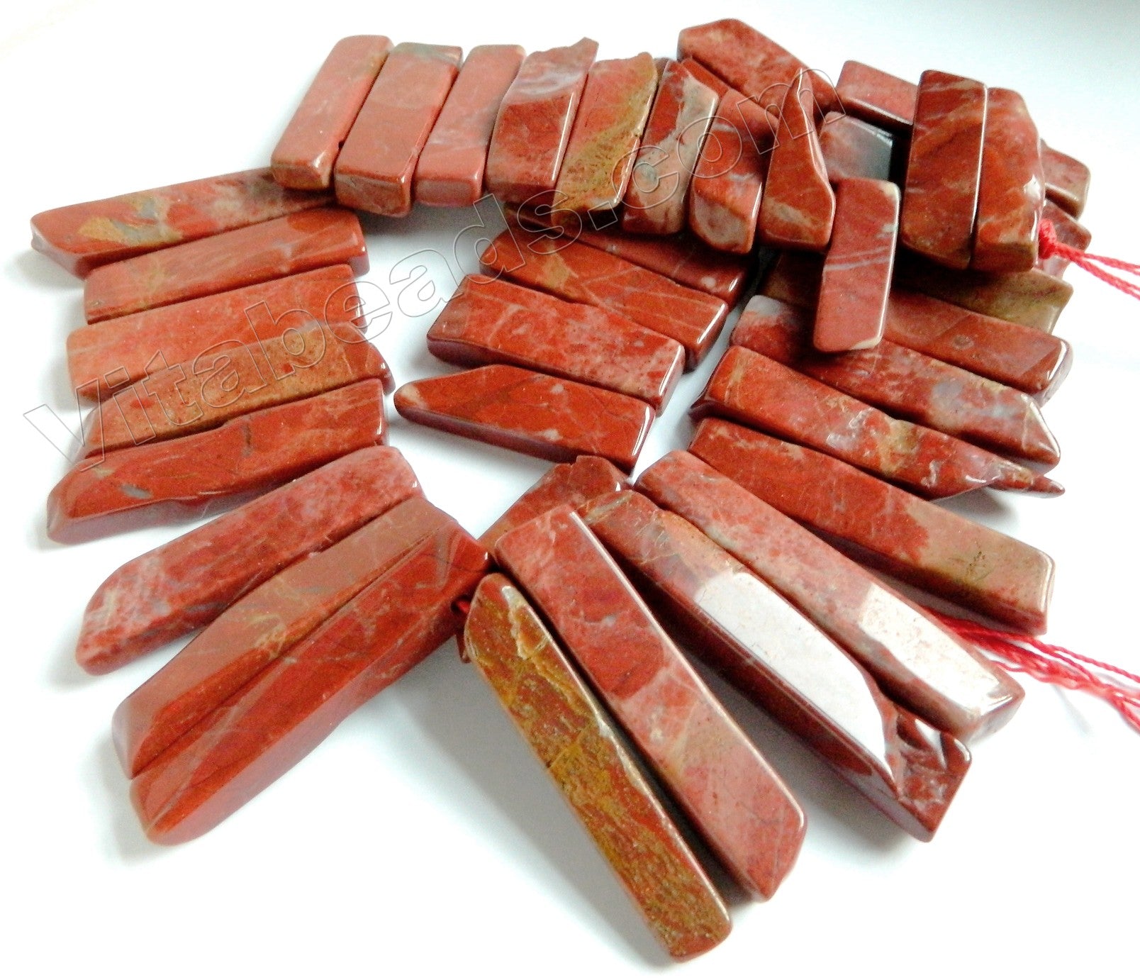 Red Jasper  -  Graduated Top-drilled Long Rectangle Slabs  16"