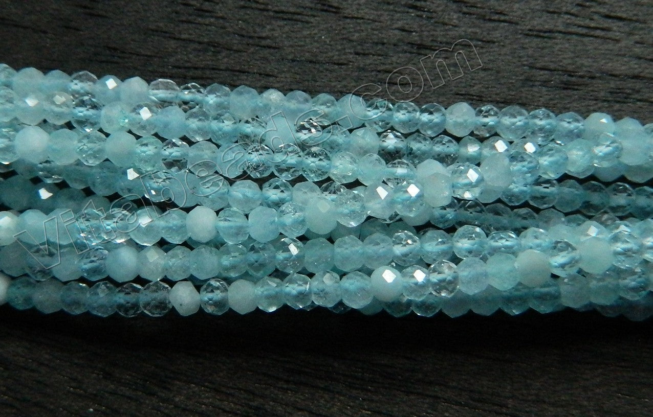 Aquamarine A  -  Small Faceted Rondell Beads  16"