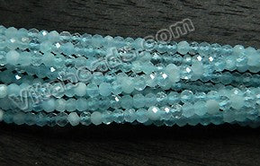 Aquamarine A  -  Small Faceted Rondell Beads  16"