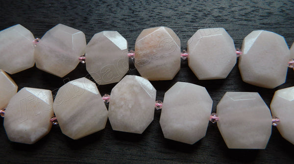 Pink Aventurine Natural A  -  Center Drilled Faceted Rectangles w/ Spacer  16"