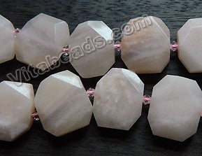 Pink Aventurine Natural A  -  Center Drilled Faceted Rectangles w/ Spacer  16"