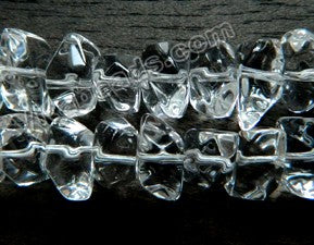 Clear Crystal Natural AA  -  Center Drilled Smooth Cut Rondel Nuggets 16"