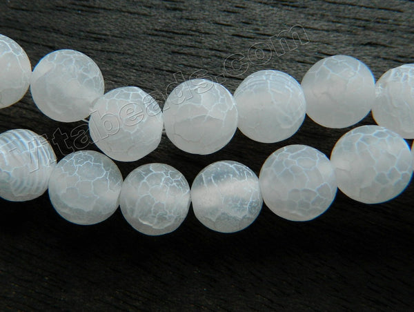 White Fire Agate Frosted  -  Smooth Round  16"