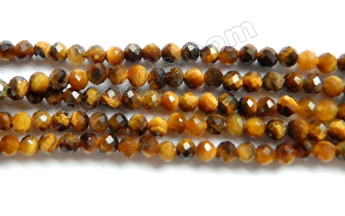 Tiger Eye AA  -  Small Faceted Rondel Beads 15"