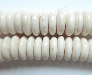 Ivory Turquoise  -  Jumbo Smooth Rondel Wheel Beads 16"