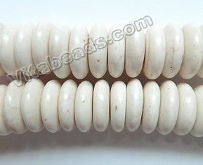 Ivory Turquoise  -  Jumbo Smooth Rondel Wheel Beads 16"