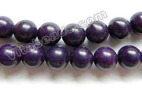 Deep Purple Turquoise - Smooth Round Beads   16"