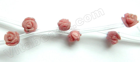 Pink Rhodonite  -  Carved Rose Flower Beads  16"