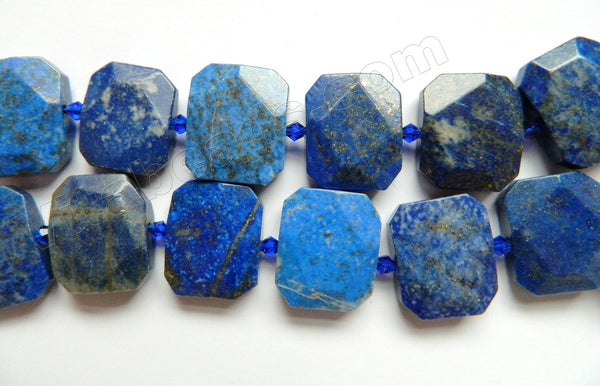 Lapis Lazuli Natural A  -  Center Drilled Faceted Rectangles w/ Spacer  16"