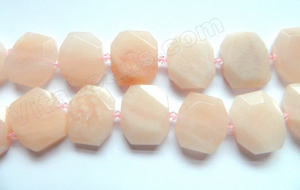 Pink Aventurine Natural A  -  Center Drilled Faceted Rectangles w/ Spacer  16"