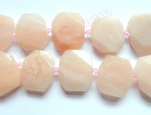 Pink Aventurine Natural A  -  Center Drilled Faceted Rectangles w/ Spacer  16"