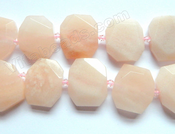 Pink Aventurine Natural A  -  Center Drilled Faceted Rectangles w/ Spacer  16"