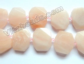 Pink Aventurine Natural A  -  Center Drilled Faceted Rectangles w/ Spacer  16"