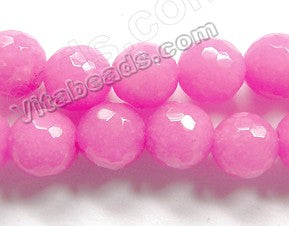 Light Pink Fuchsia Mashan Jade  -  Faceted Round  16"
