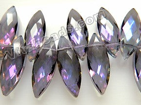 Mystic Purple Peacock Crystal   -  Faceted Marquise Top Drilled  6"