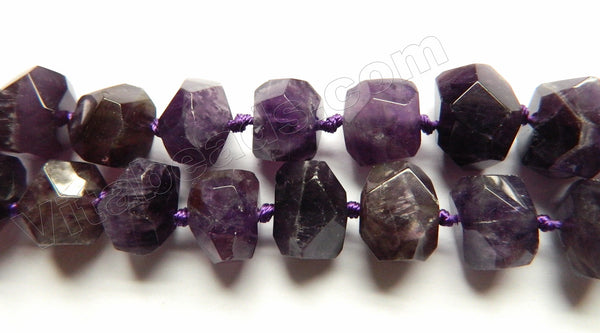 Amethyst Dark Natural   -  Center Cut Faceted Tumble w/ Spacers 16"