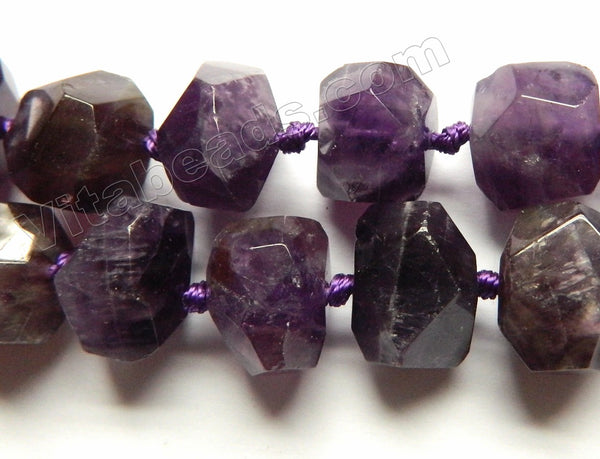 Amethyst Dark Natural   -  Center Cut Faceted Tumble w/ Spacers 16"