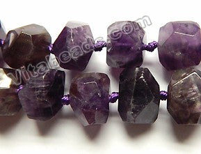 Amethyst Dark Natural   -  Center Cut Faceted Tumble w/ Spacers 16"